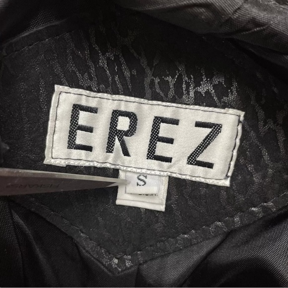 Vtg EREZ 80s Genuine Leather Oversized Coat Jacket Black Animal Print Size Small - Picture 7 of 8